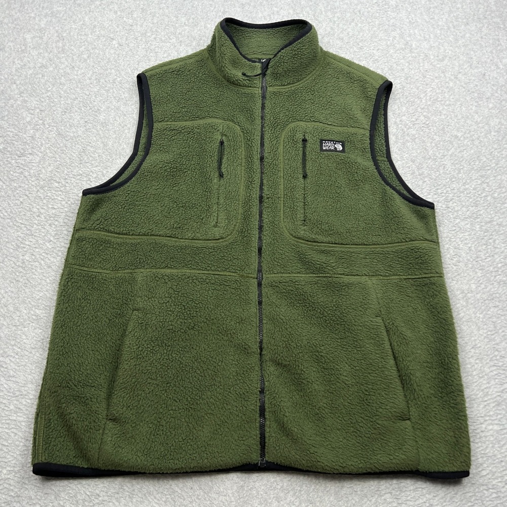 Mountain Hardwear HiCamp Fleece Vest Mens Large Green Full Zip Utility Pockets